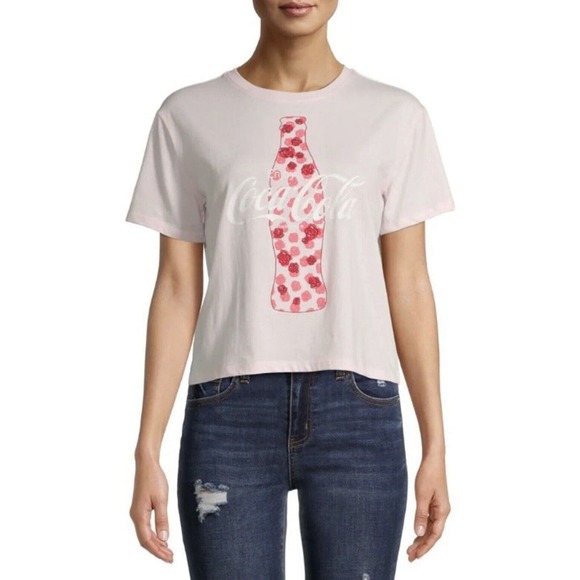 Coca-Cola XXL Junior's graphic Skimmer Tee t-shirt Top Embroidery floral design - Picture 1 of 6
